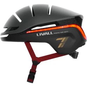 Livall EVO21 Iluminación 360° Intermitentes SOS Luz Posición Freno Resistente a Lluvia Negro Casco